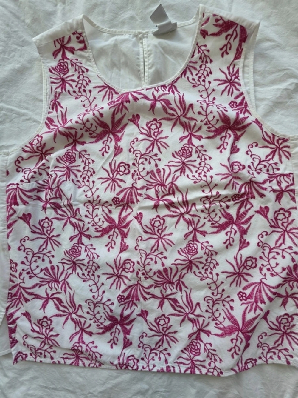 Liz Claiborne Floral Tank Top in White & Pink Size XL